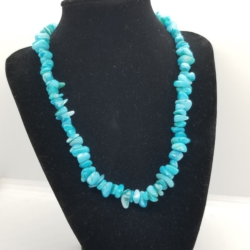 light blue dyed shell necklace
